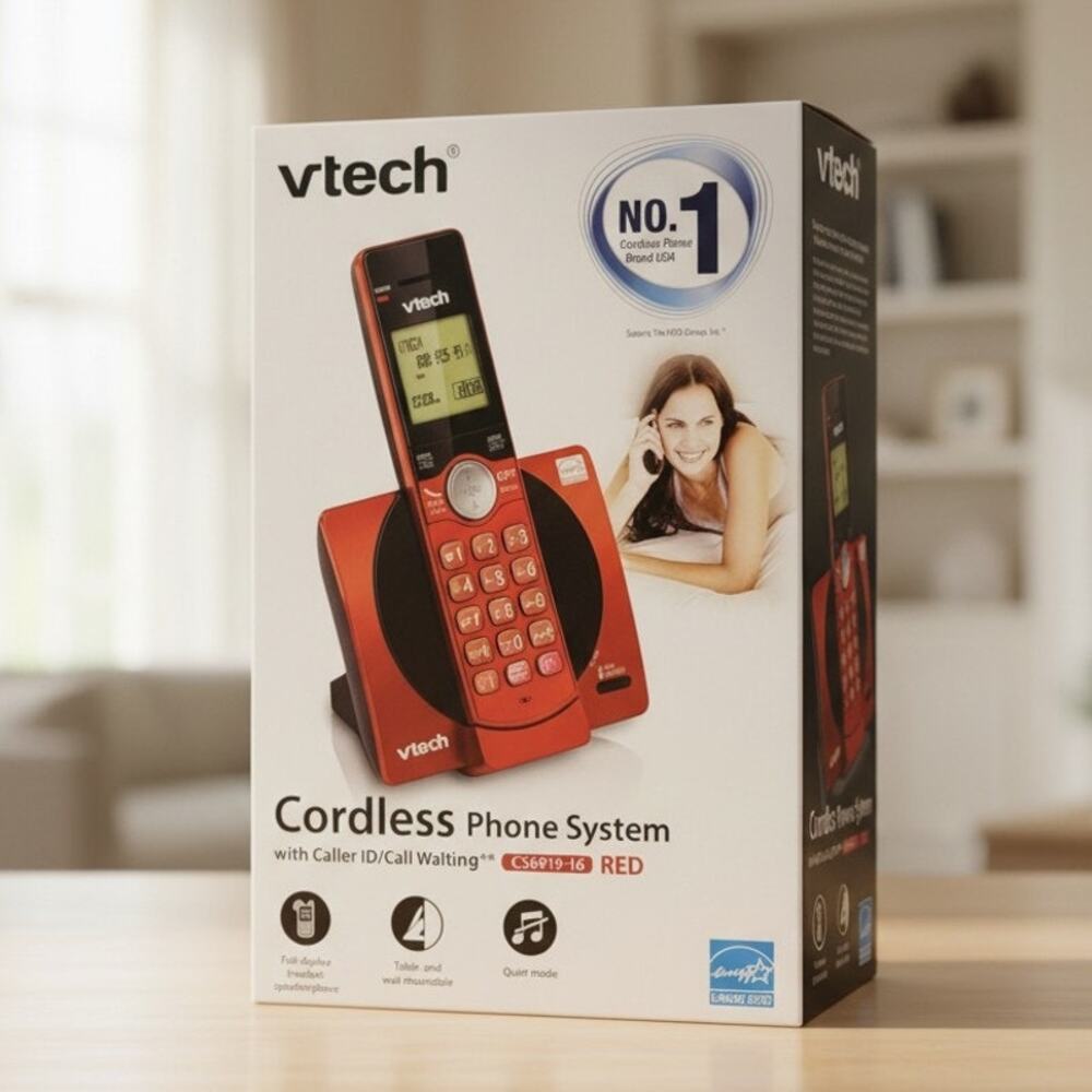 VTech CS6919-16 Red DECT 6.0 Cordless Phone Caller ID Retro Open Box